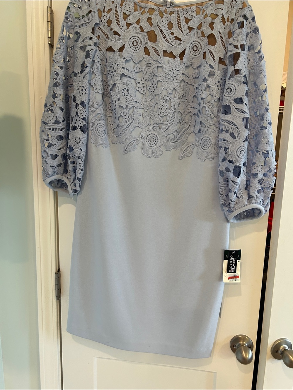 Lace Yoke Light Blue Women's Dress